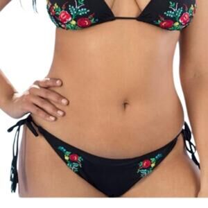 Swimsuits For All Embroidered Sexy Solid Color Bikini Bottom Women Size 12